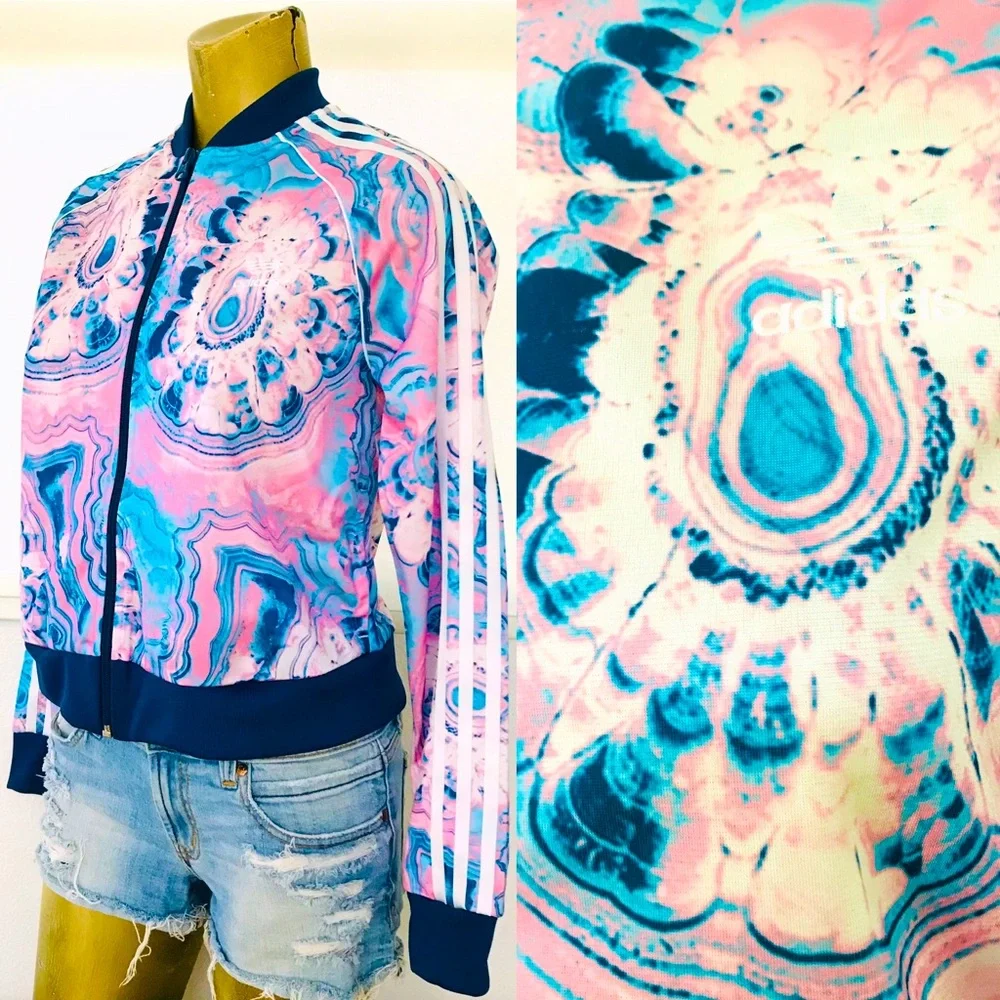 ADIDAS Rare GEODE Agate Marble Print JACKET Child Size S